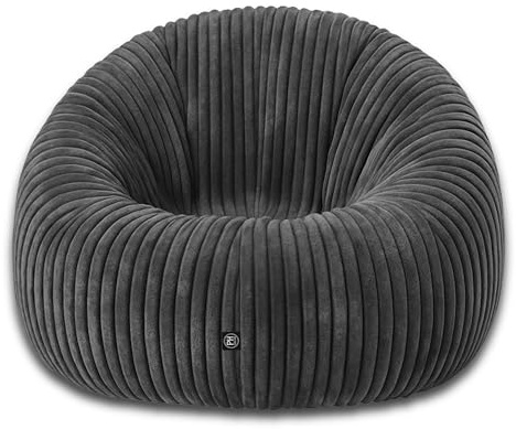 PatchHome Deluxe 2 i 1 snöre sittsäck fåtölj saccosäck – gaming saccosäckar för vuxna och barn med dragkedja – redan fylld – perfekt för att sitta och ligga (grafit, Ø 155 cm)
