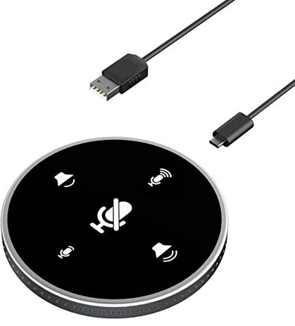 HengChen Microphone omnidirectionnel à 360 ° avec bouton muet, microphone de conférence USB avec haut-parleur, microphone à condensateur, boutons tactiles pour sourdine/volume pour le streaming