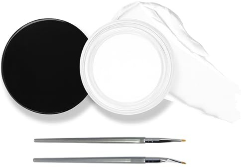 Waterproof Gel Eyeliner with Smudge-Proof Formula Long Lasting Eye Liner Makeup Set Includes Brush for Eyebrow and Eyeliner Application High Intensity Pigments Creamy (04#White)
