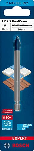 Bosch 1x EXPERT HEX-9 Hard Ceramic Bohrer (für Harte Fliesen, Weiche Fliesen, Ø 8,00 mm, Professional Zubehör Schlagbohrer/Schrauber, Bohrmaschine/Schrauber)
