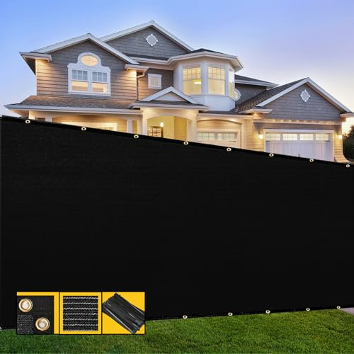 SHADESPEARE 5' x 50' svart staket, integritetsskärm, med bindningar och genomföringar, slitstark för trädgårdar, bakgård, uteplats, tennisbana, pool, byggprojekt, utomhusevenemang, anpassad