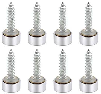 VictorsHome Mirror Screws Decorative Cover Cap Nails for Sign Advertising Fasteners, Polished Brass Silver, 10mm 8pcs