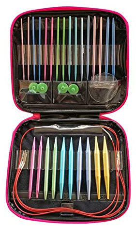 13Pair Austauschbare Stricknadeln Set, 2,75mm -10,0 mm Stricknadelset Nadelkopf Austauschbare, Aluminium Ergonomische Griffe für Stricken von Schals, Pullovern, Handschuhen