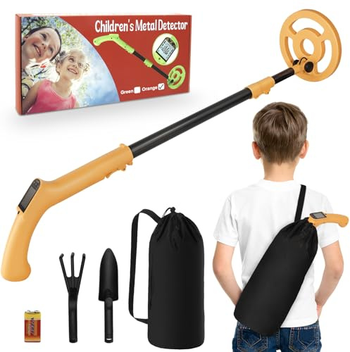iTayga Détecteur de métaux réglable pour enfants (61 à 88,9 cm), bobine de haute précision, détecteur de métaux professionnel, étanche, pliable, très léger (seulement 0,88 pouds) pour enfants et