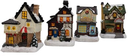 hausleben Ville de Noël Village de Noël avec éclairage 4 pièces.