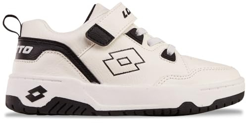 Lotto AWERY K Kids Sneaker Unisex, Bianco Nero, 29 EU