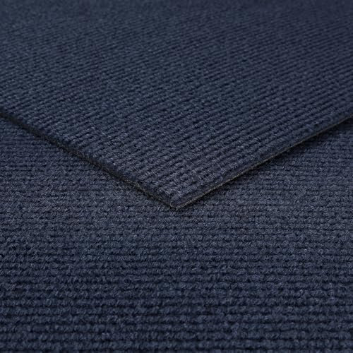 Livelynine Blue Carpet Tiles Self Adhesive Carpet Squares Tiles Peel and Stick Dark Blue 30x30CM Non-Slip Carpet Floor Tiles for Living Room Bedroom Hallways Office Navy Square Rug Small, 4 Tiles