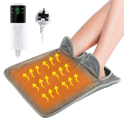 Dhqkqg Electric Foot Warmer, 40x40cm Fast Heating Foot Heating Pad with Adjustable 9 Temperature Settings and 4 Timer, Auto Shut Off & Washable Heating Pad Cushion for Women Men Foot Back Full Body