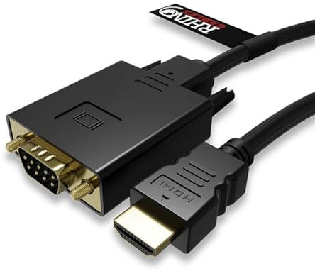 rhinocables HDMI Male to VGA Male Cable (1.8m) VGA to HDMI Adapter & Converter, PC & Laptop to Monitor Lead with Gold Plated Connectors | Crisp 1920x1080 Resolution, Digital to Analogue Conversion