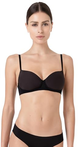 Lovable Reggiseno Imbottito Senza Ferretto e Coppe Traspiranti e Modellanti in Spacer in Microfibra | Balconcino Intimo Invisible Breeze Donna, Nero, 34 / 3C