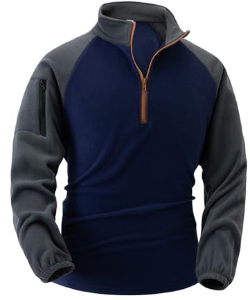 Generisch Maglione militare in pile da uomo con mezza cerniera, felpa tattica per attività all'aria aperta, maglione da combattimento a collo alto, maglione da lavoro termico, da caccia, a maniche