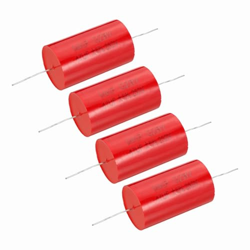 sourcing map Condensatore divisore di frequenza 47uf 4 pezzi, 250 V rosso assiale audio altoparlante crossover MKP Film condensatore