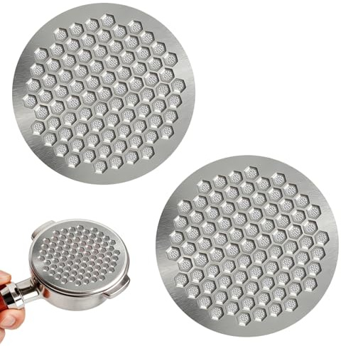 2 piezas Pantalla de Puck 54mm Acero Inoxidable, Filtro Ultrafino de 0,8mm para Extracción Uniforme Metálico Reutilizable Compatible Para Cestas Estándar Compatible Con Mango De Café