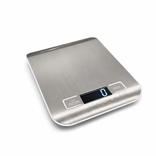 Báscula de Cocina Digital, Alta Precisión 1g, Acero Inoxidable con Pantalla LCD, Función Tara y Conversión de Unidades g/kg/lb/oz, Capacidad Máxima 5/kg para Repostería y Cocina