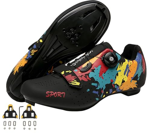 Dinint Chaussures Cyclisme Hommes Femmes Chaussuresde vélos de Route Chaussure D'équitation sur Montagne Compatibles Look SPD SPD-SL Delta avec Aptitude Chaussure Intérieur/Extérieur 36-47