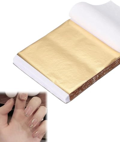 YIPFEN Fogli di Foglia Oro Imitazione 10 Fogli – Facile da Applicare & Resistente per Doratura, Artigianato, Arte DIY, Mobili, Quadri e Nail Art. Effetto Lucido Duraturo.