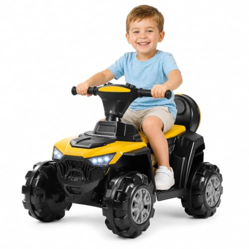 Quad Electrique Enfants 6V,Voiture Électrique Enfants | LED Et Musique,ATV pour Enfant de 3 à 8 Ans（Jaune）