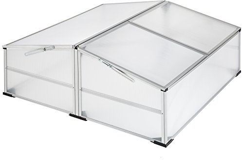 tectake® Mini Serre de Jardin Châssis en Aluminium Plaques Alvéolaires pour Potager Exterieur, Serre de Jardin pour Hivernage et semis Jardinage 102 x 102 x 41 / 31 cm
