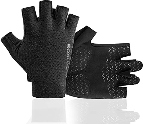 ROCKBROS Cycling Gloves for Men and Women - Half Finger MTB Road Bicycle Gloves With Absorbing Gel Pad, Anti-Slip, Breathable - Motorcycle Mountain Bike Unisex