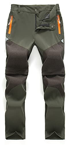 Daysskk Pantalones 2 en 1 con cremallera, desmontables, para niños, niñas, para exteriores, verano, secado rápido, para senderismo, impermeables Verde militar. 146 cm-152 cm