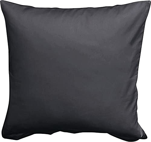 Erwin Müller Kuschelkissenbezug, Kissenhülle Mako-Satin Landshut, 100% Baumwolle - seidiger Glanz, mit praktischem Reißverschluss, temperaturausgleichend - anthrazit Größe 40x40 cm