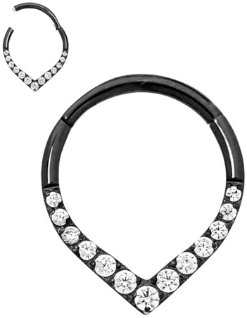 365 Sleepers (10mm) Titanio Unisex Lágrima Gema Segmento con Bisagras Anillo Hélice Tragus Septum Clicker Nariz Labio Aro Pendiente Joyería Piercing del Cuerpo