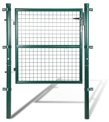 Sonnewelt Puerta de jardín verde 125 x 100 cm puerta de jardín con cerradura para puerta de jardín, puerta de jardín, valla de rejilla