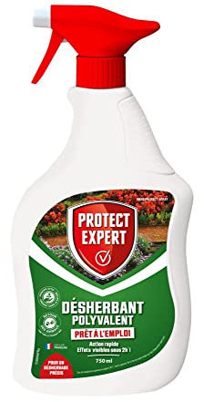 PROTECT EXPERT Pulvérisateur Désherbant - Prêt À L'Emploi - Polyvalent - Effets Visibles Sous 2h - 750ml - PROHERBIOPAL750N
