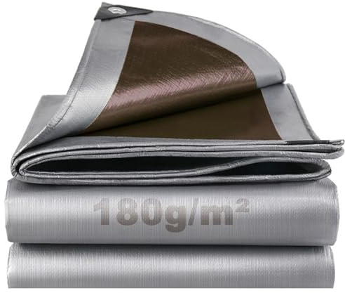 Vattentät presenning utomhus 3 x 6 m 180 g/m² PE med förstärkt öljetter, UV-resistent presenning, multifunktionell skyddsöverdrag för trädgårdsmöbler båt trä pool lastbil