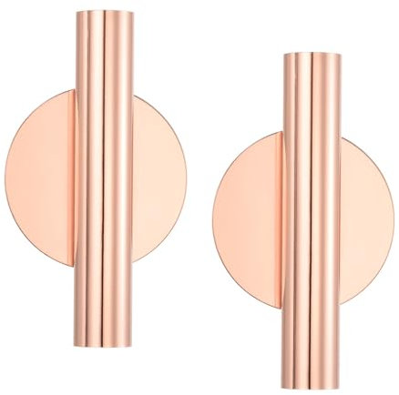 PATIKIL Wall Flower Vase Tube, 2 Pack Metal Floral Tubes Wall-Mounted Flower Tube Dried Flower Vase Racks for Flower Display Decoration, Rose Gold