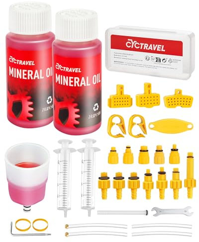cyctravel Brake Bleed Kit for SHIMANO, TEKTRO Hydraulic Disc Brakes, Hydraulic Brake Bleed Kit Including High Performance Mineral Brake Fluid (120ml).
