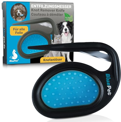 BluePet Peigne à démêler pour chiens & Couteau à démêler pour chats I Enlever les nœuds & le pelage feutré I Démêleur Couteau de soin pour animaux à poils longs I Peigne à nœuds