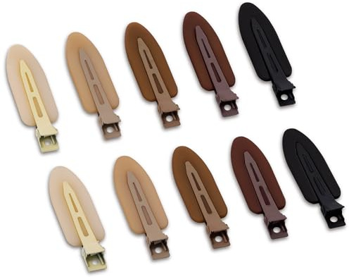 Cptots 10 pinzas para el pelo sin arrugas, pinzas para el pelo sin doblarse, pinzas planas para peinar, pinzas de maquillaje antideslizantes para mujer, estilo de peluquería, color negro mate, gradual