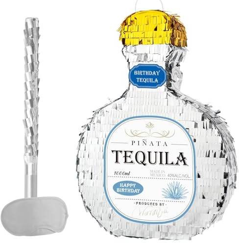 WERNNSAI Tequila Bottle Pinata - Tequila Cheers Party Pinata with Blindfold and Stick Game for Adults Party Decoration Supplies for Women Men Birthday Anniversary Wedding Bachelor New Year Decorations