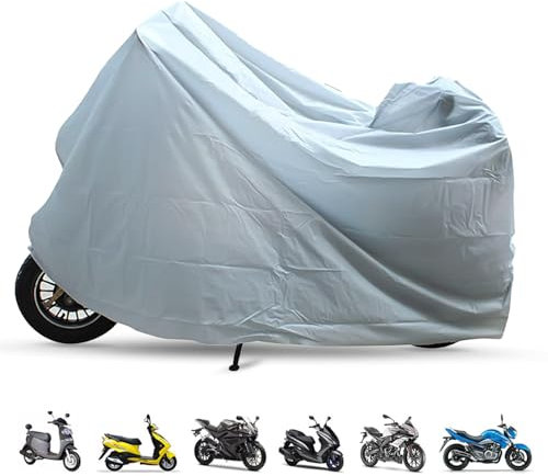 Housse de protection pour moto - 140 x 240 cm - Anti-pluie économique - Pour extérieur et intérieur - Housse de moto imperméable - Universel - Moto d'extérieur - Anti-poussière - Protection UV - Gris