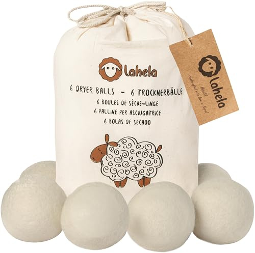 LAHELA Essentials. 6 bolas XXL para secadora. Colada suave y ahorro energético. Alternativa ecológica al suavizante para secar ropa.