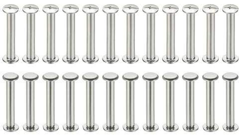 PATIKIL 24 Sets Chicago Screws, 3x20mm(DxH) Chicago Screws Phillips Binding Post Screw Bolts Leather Rivets 304 Stainless Steel Fasteners for Leather Belt Scrapbook Photo Albums, Silver