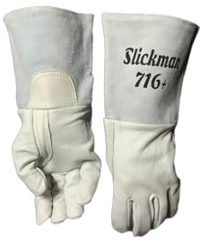 Slickman 716 Plus American Elk Skin Hybrid Welding Gloves, MIG TIG Stick Compatible, White (Medium)