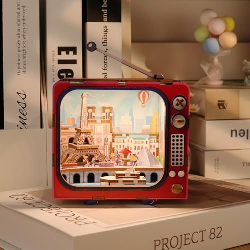 Rompecabezas de madera 3D con forma de TV con luz LED – Luz nocturna regulable con temporizador, recargable, decoración del hogar, regalo de bricolaje para adultos y adolescentes