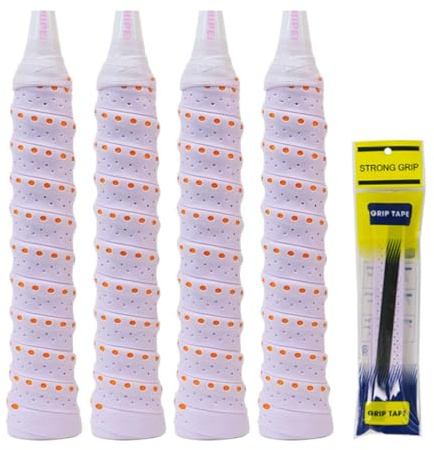 LACHT 4 Grip Per Racchetta, Versione Aggiornata, Dotato Di Strisce Antiscivolo, Design Bicolore, Appiccicoso, Assorbente, Durevole, Grip Di Ricambio Per Racchetta, Per Tennis, Badminton（Viola Chiaro）