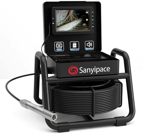 Videoispezione Schermo 5, Telecamera di Ispezione Tubi 30m con Cavo Contrassegnato Metro e Sonda per Telecamera da 18mm, Endoscopio Industriale Videoispezione Fognature Scheda TF da 32 GB inclusa