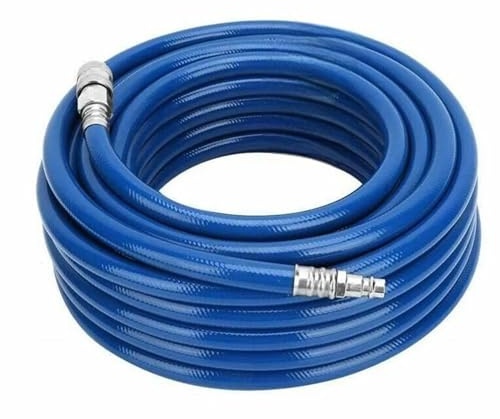 Maryse Tubo Aria Compressa 15 Metri in PVC Rinforzato Blu con Attacchi Rapidi – Flessibile Antitorsione 300 PSI – Ø Interno 10 mm Ø Esterno 15 mm – Per Compressore Aria, Officina e Fai da Te