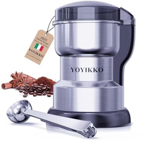 Macina Caffe' Elettrico 300W, Macinacaffè, Macinatura Regolabile Macina Caffe per Espresso/Gocciolamento/Versamento. Macinacaffè Per caffè, spezie e altri alimenti (Argento-210)