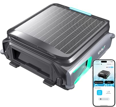 WYBOT F1 Skimmer Piscina Fuori Terra Duale (Solare + Batteria), Pulisce La Superficie dell’Acqua, Controllo Tramite App, Funziona 24h, per Tutti I Tipi di Piscina-Robot Piscina Senza Fili,Verde Oliva
