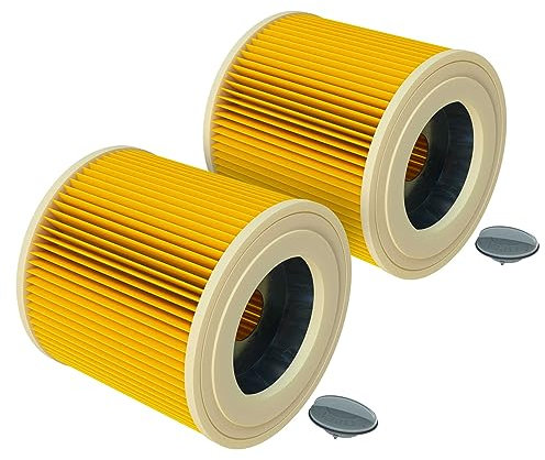 vhbw 2x filtro a pieghe piatte compatibile con Kärcher A 2254 Me, A 2534 pt, A 2554 Me, A 2604, A 2654 Me, A 2656 X Plus, SE 4001, SE 4002 aspirapolvere - giallo