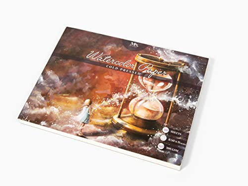 Aquarellpapier 300g – A4 Papier Malblock/Aquarellblock mit 30 Blatt in Weiß – kaltgepresstes Malpapier zum Malen und Verblenden – perfekter Künstlerbedarf Zeichenblock – MozArt Supplies