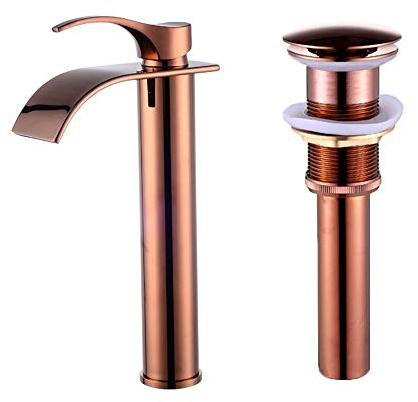 LightInTheBox Waterfall Single Lever Vessel Lavatory Basin Tap Centerset Sink Faucet Oil-rubbed Bronze Mixer Taps Bar (rose gold)