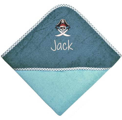 Wolimbo Kapuzenhandtuch personalisiert mit Namen und Motiv - kristallblau - 80x80 cm - für Baby und Kinder