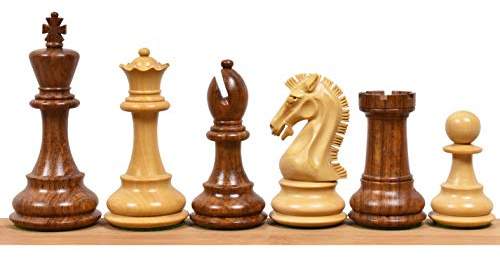 Royal Chess Mall Craftsman Springer Staunton Schachfiguren nur Schachspiel, Sheesham goldenes Palisanderholz und Buchsbaum Schachspiel, 3,9-in König, doppelt gewichtete Schachfiguren (2,65 lbs)
