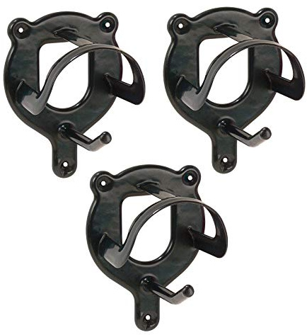 PFIFF 001109 Bridle Holder with Additional Hook, Powder-Coated Metal, Black, Set of 3